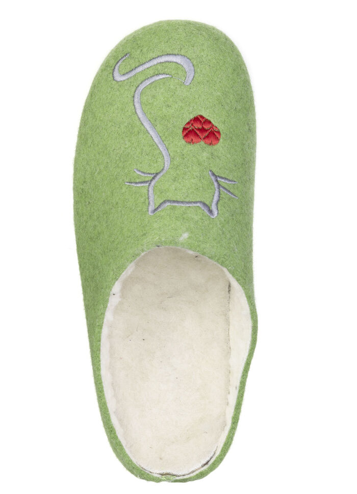 Warme Damen-Hausschuhe, mit Wolle GRÜN