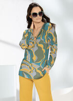 Shirt mit V-Ausschnitt mit Zierring 