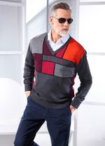 Interessanter V-Pullover mit Grafikmuster 