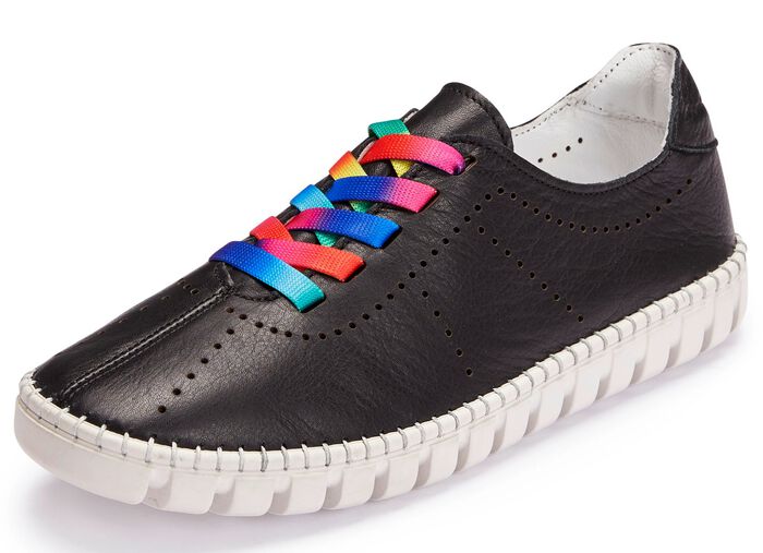 Gemini Schn&uuml;rschuh mit Schn&uuml;rsenkel in Regenbogen-Farben SCHWARZ