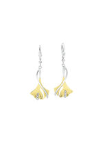 Ohrringe Ginkgoblatt in Bicolor mit synth. Zirkonia 