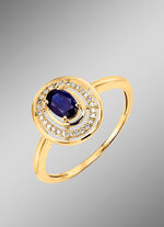 Damenring mit Safir und Diamanten 