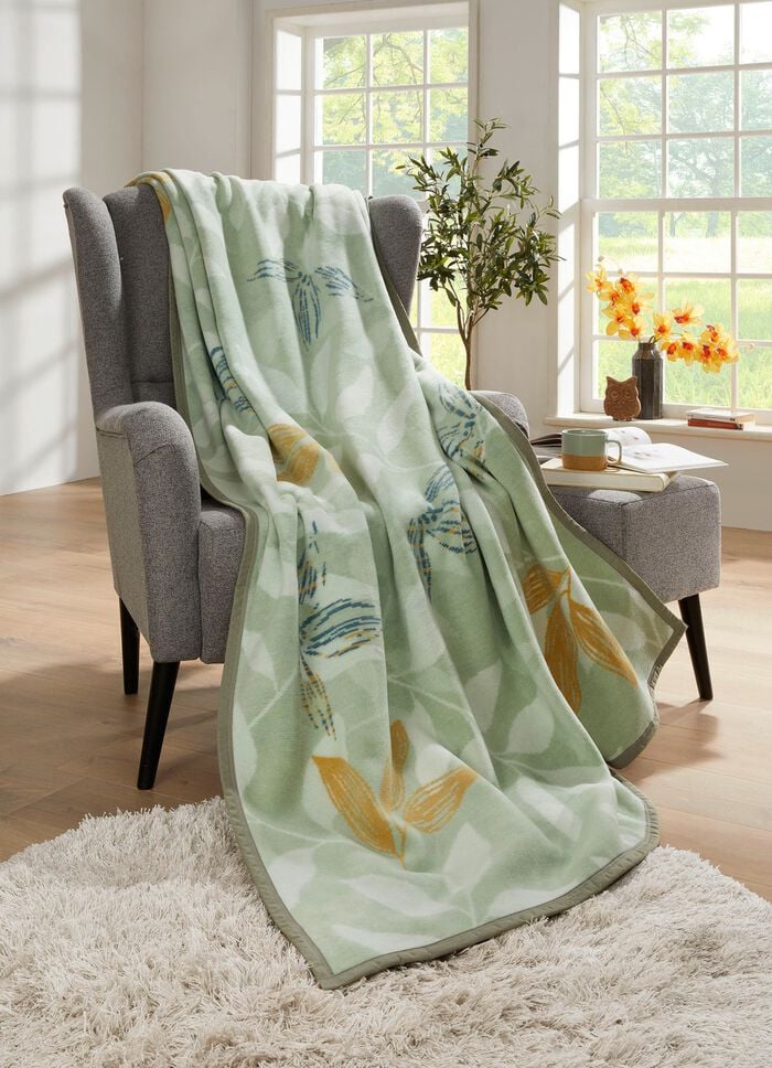 Schlafdecke mit Veloursbandeinfassung GR&Uuml;N