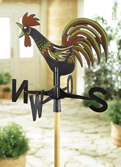 Wetterhahn aus zweifarbig bemaltem Kunststoff 