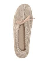 Slipper aus elastischem Strickmaterial mit Schn&uuml;rung GOLDBEIGE