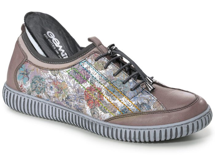 Gemini Sneaker aus teilweise floral bedrucktem Rindleder TAUPE-BUNT