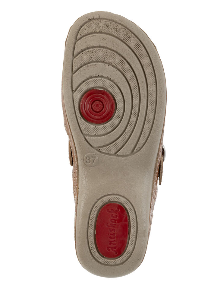 ELENA EDEN, sommerliche Damen-Clogs, Weite G, mit verstellbarer Schließe COGNAC