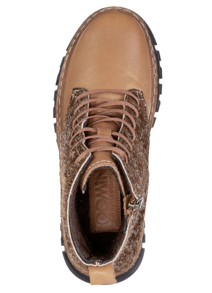 Gemini, modische Damen-Stiefeletten, Winterschuhe, Weite G, mit herausnehmbarem Fußbett CAMEL