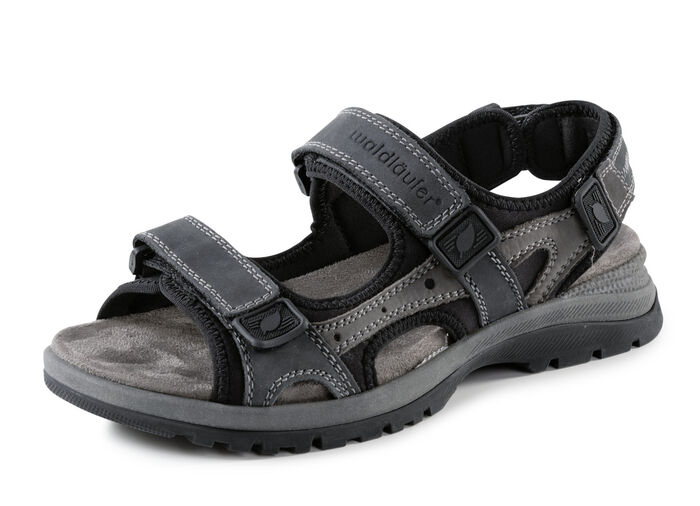 Waldläufer Trekking-Sandale aus Nubukleder BLAU-GRAU-SCHWARZ