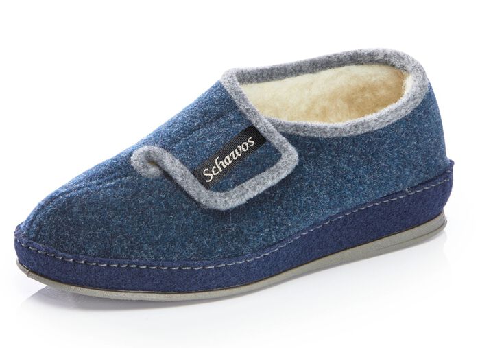 Atmungsaktive Damen-Hausschuhe, mit Klettverschluss MARINE