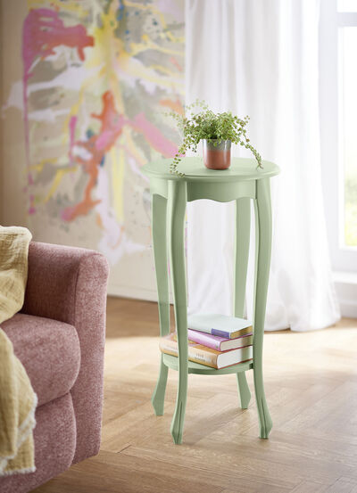 Teilmassiver Beistelltisch aus Buchenholz 