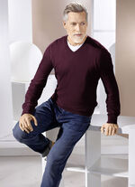 Klassischer V-Pullover in 4 Farben BORDEAUX
