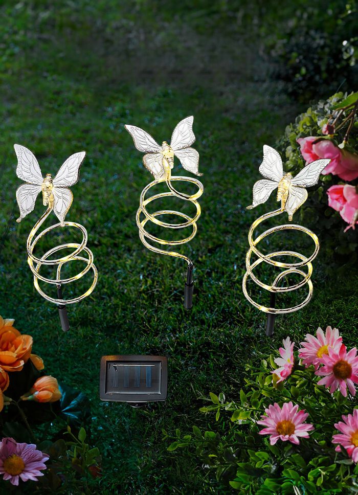 Solarstecker Schmetterlinge aus Kunststoff, 3-teilig 