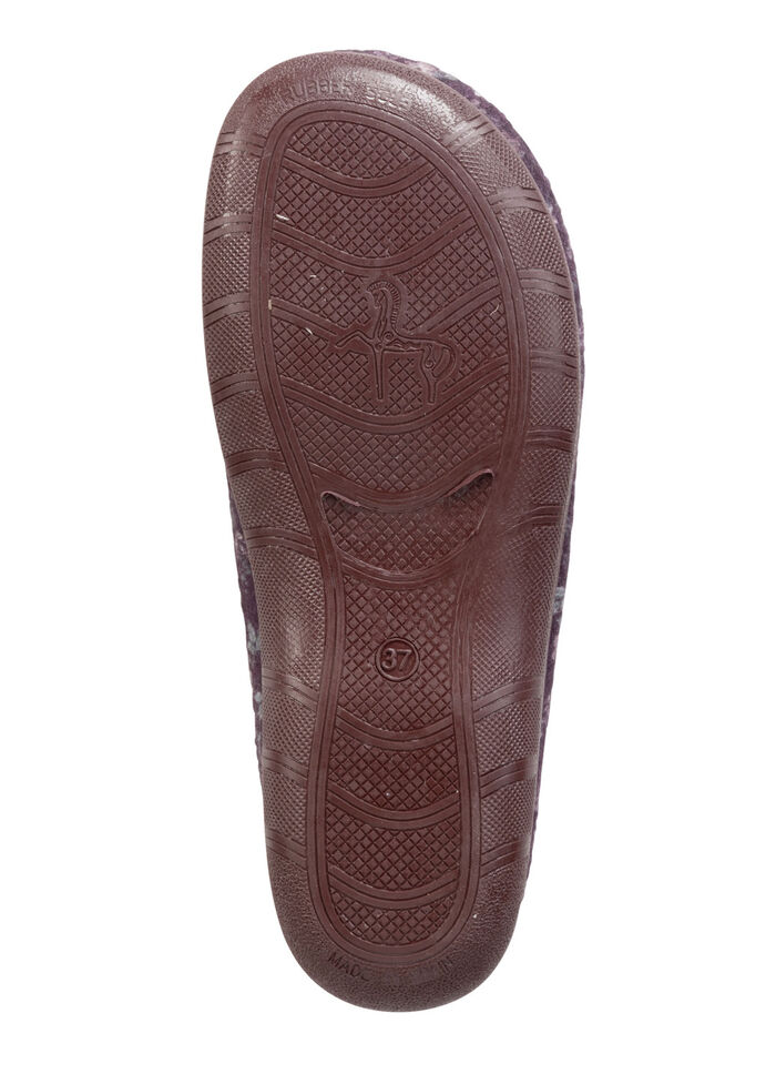 Laurina Pantoffel aus floral bedrucktem Filzmaterial AUBERGINE