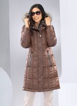 Kurzmantel mit abnehmbarem Kunstpelz-Besatz 