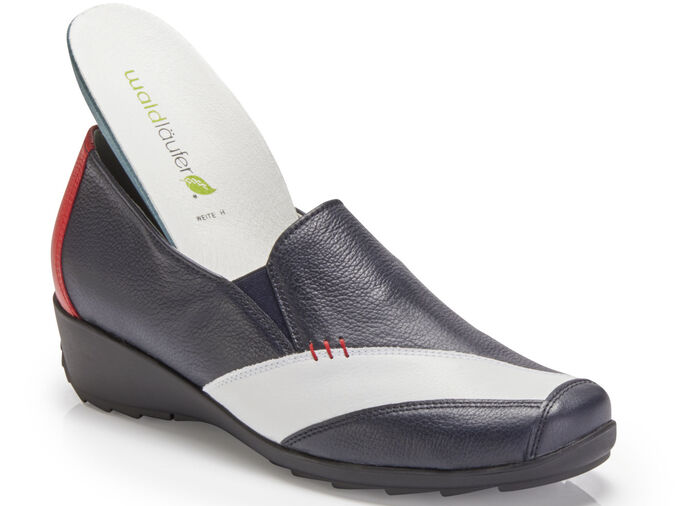 Waldläufer Slipper aus hochwertigem Leder BLAU-WEISS-ROT
