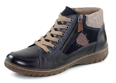 ELENA EDEN Schn&uuml;r-Bootie aus Leder-Materialmix 