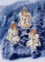 Fensterbild-Set aus echter Plauener Spitze, 3-teilig 