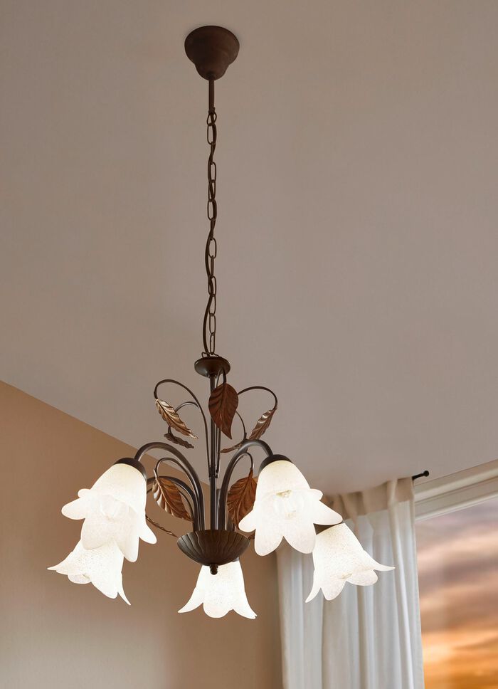 Pendelleuchte aus Metall mit Glasschirmen SCHWARZ-GOLD