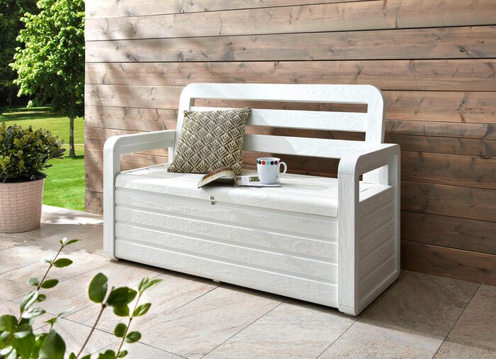 Truhenbank in toller Holz-Optik WEISS