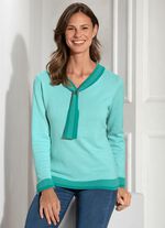 Pullover mit fixiertem Schmuckring MINT-SEEGRÜN