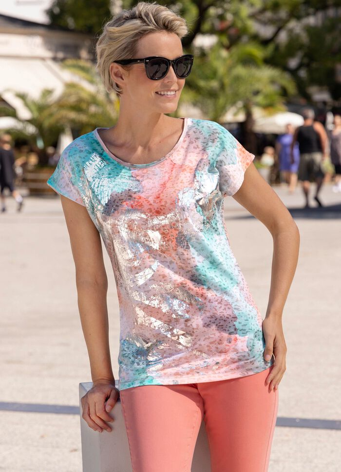 Shirt mit silberfarbenem Foliendruck 