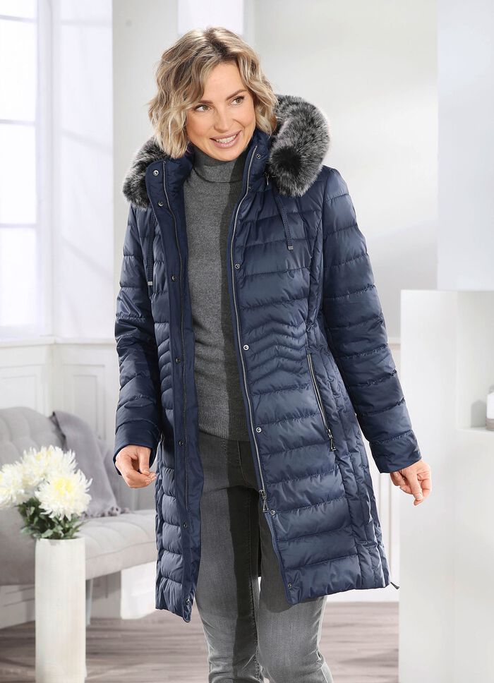 Kurzmantel mit seitlicher L&auml;ngssteppung NAVY