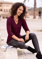 Shirt-Tunika mit V-Ausschnitt BORDEAUX