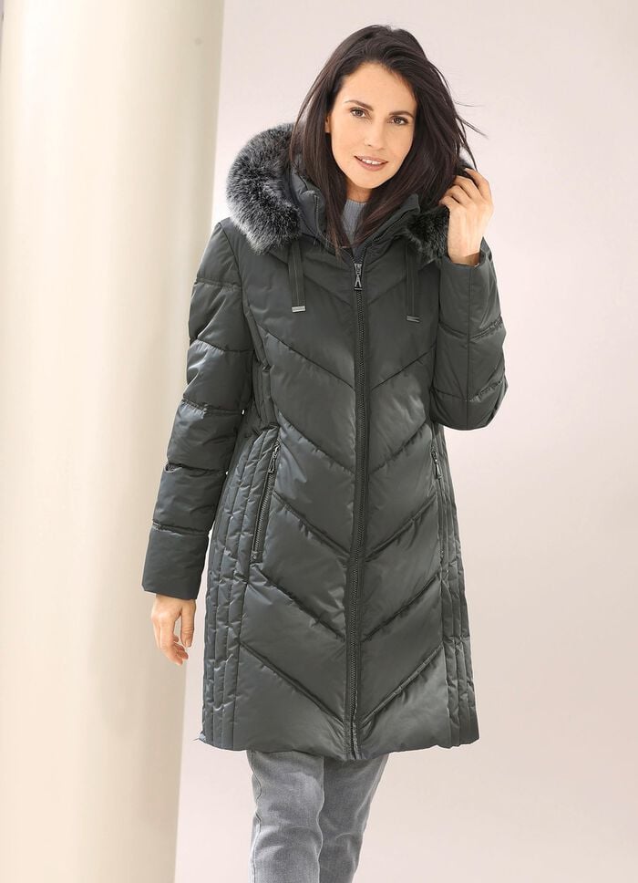 Funktions-Kurzmantel mit fester Kapuze GRAFIT