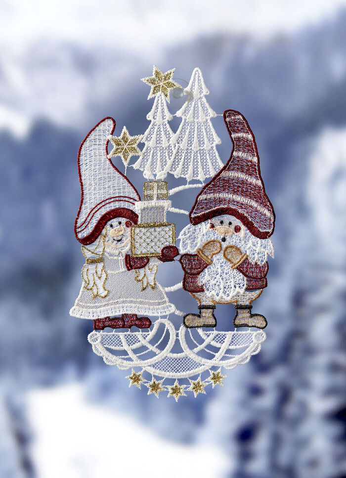 Fensterbild aus echter Plauener Spitze 