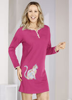 Zweierpack Nachthemden mit Knopfleiste und platziertem Druck 