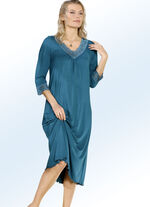 e.femme Nachthemd mit Stickereispitze und Modal PETROL