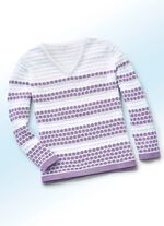 Pullover in 2 Farben mit pfiffigem Dessin FLIEDER-WEISS
