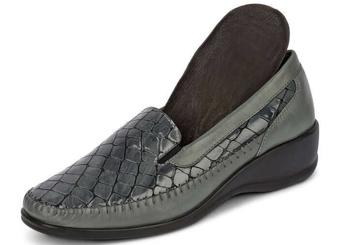 Gemini Slipper mit Krokopr&auml;gung GRAFIT