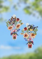 Fr&uuml;hlingshaftes Fensterbild aus echter Plauener Spitze 