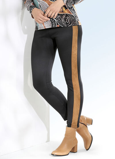 Leggings mit Verloursleder-Imitat-Einsätzen 