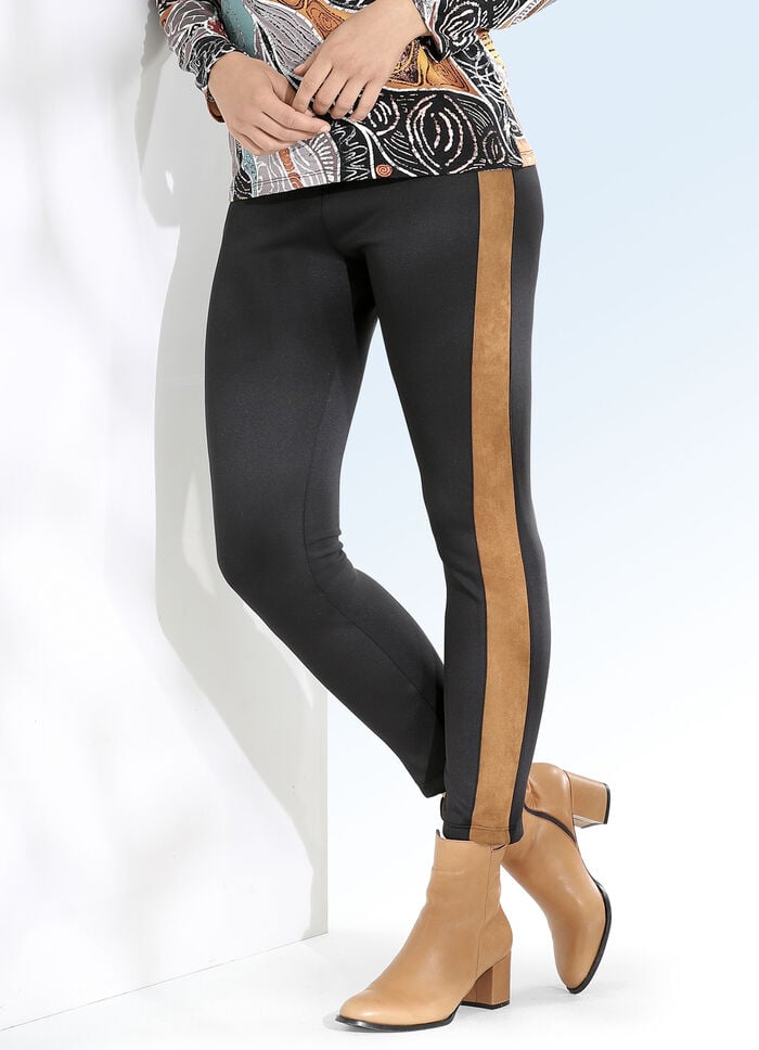 Leggings mit Verloursleder-Imitat-Eins&auml;tzen 