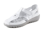 Gemini Slipper aus teilweise gepr&auml;gtem Nappaleder WEISS-GRAU