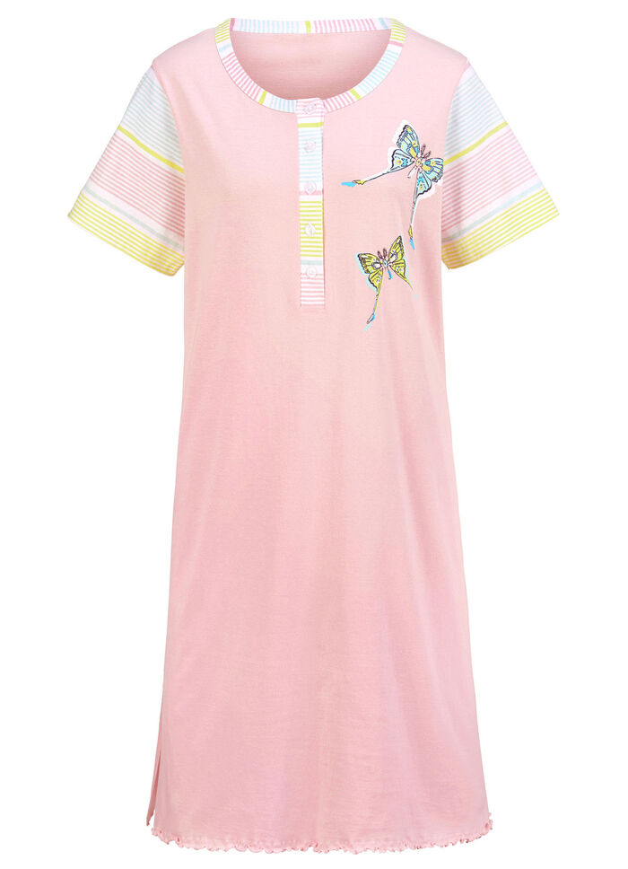 Zweierpack Nachthemden, Kurzarm mit Knopfleiste 1X MINT, 1X ZARTROSA