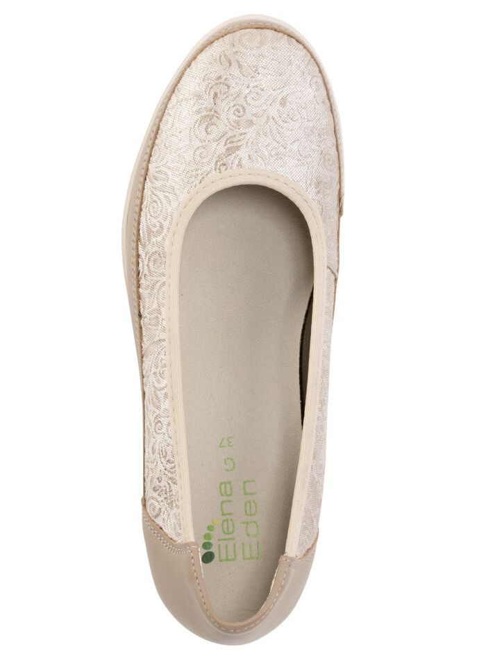 ELENA EDEN, bequeme Damen-Ballerinas, Weite G, mit herausnehmbarem Fu&szlig;bett TAUPE