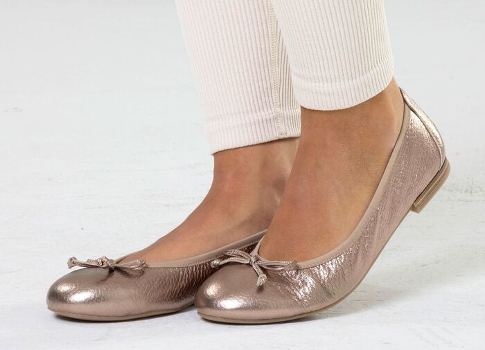 ELENA EDEN, schicke Damen-Ballerinas, Weite G, mit herausnehmbarem Fu&szlig;bett ANTIKGOLD