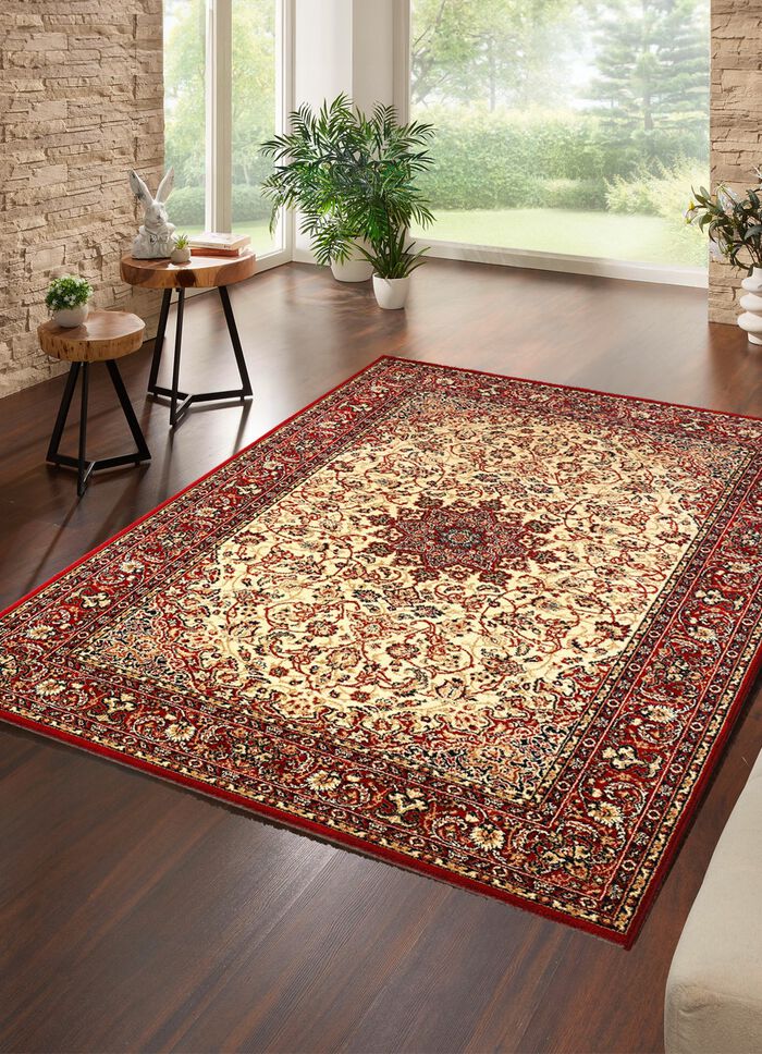 Strapazierf&auml;hige Br&uuml;cken und Teppiche mit besonders hohe Flordichte BEIGE MEDAILLON