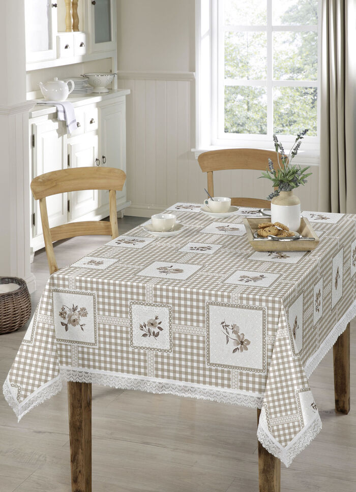 Pflegeleichte Wachstuch-Tischdecke BEIGE