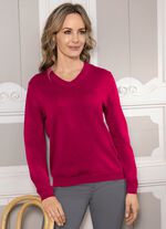 Pima-Pullover in Feinstrick KIRSCHROT
