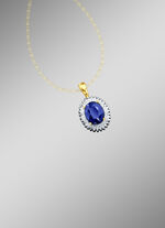 Anh&auml;nger mit echten Diamanten und echt blauem Safir 