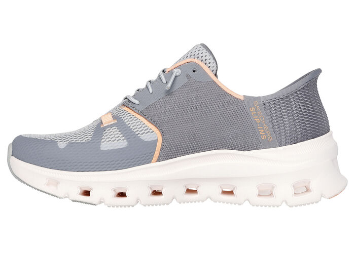 SKECHERS Sneaker mit geformter Slip-Ins Fersenplatte GRAU-ORANGE