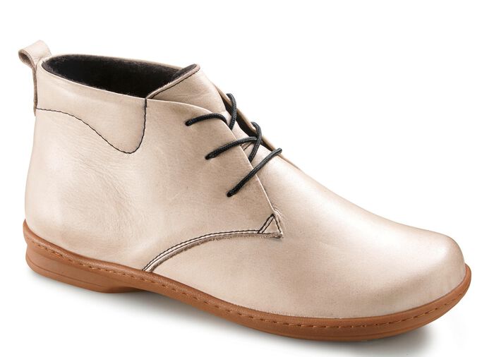 Gemini Schn&uuml;r-Stiefelette aus hochwertigem Leder KIESEL