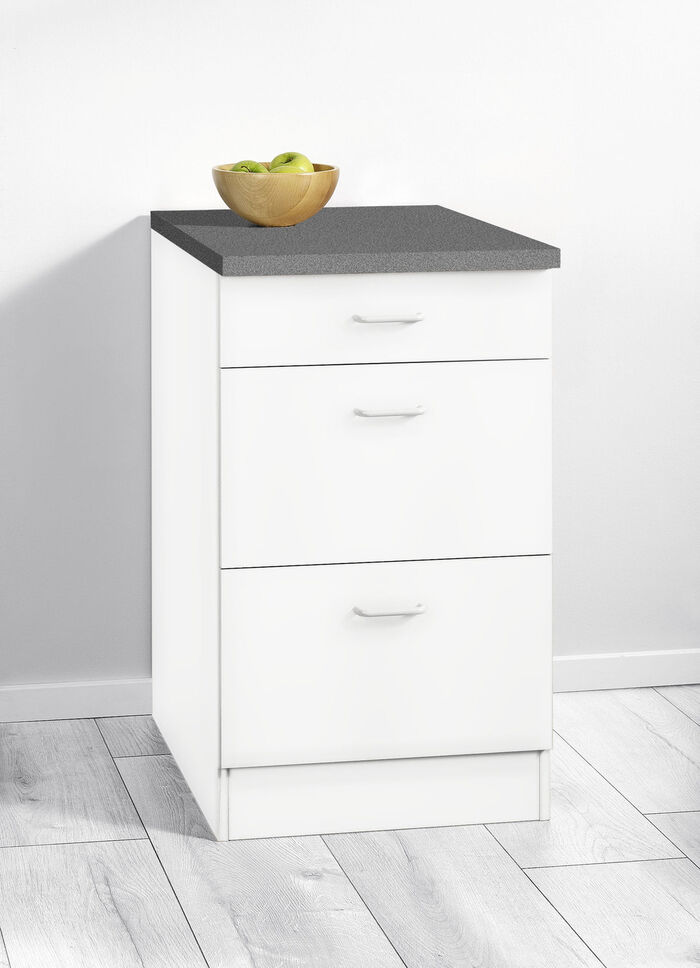 Unterschrank mit 1 Schublade und 2 Ausz&uuml;gen WEISS