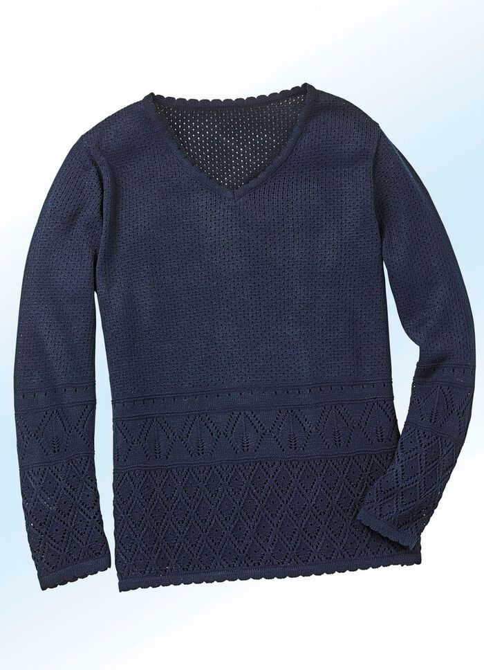 Pullover mit Ajourmustermix MARINE