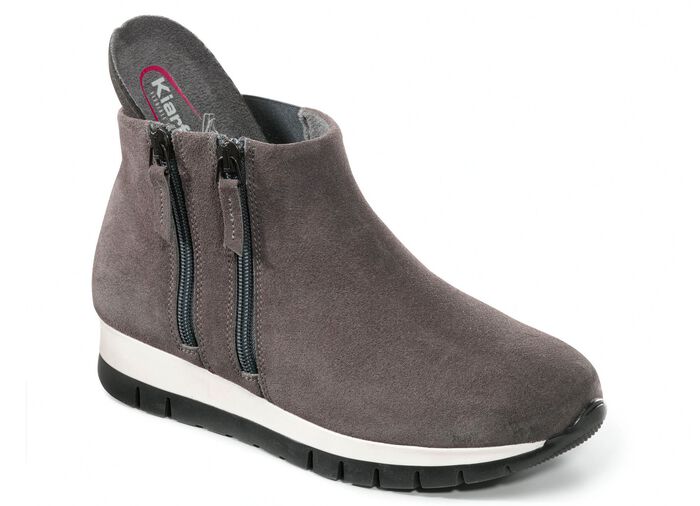 Bootie mit zwei Rei&szlig;verschl&uuml;ssen GRAU